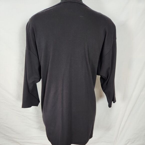 Vtg Victoria Harbour Medium Sequin Embellished Black 3/4 Sleeve Floral Shirt Top - Picture 9 of 11